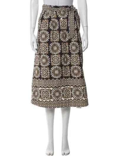 Pre-owned Cara Cara Floral Print Midi Length Skirt In Neutral