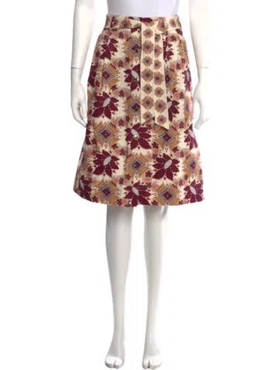 Pre-owned Cara Cara Floral Print Midi Length Skirt In Neutral