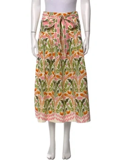 Pre-owned Cara Cara Floral Print Midi Length Skirt In Neutrals