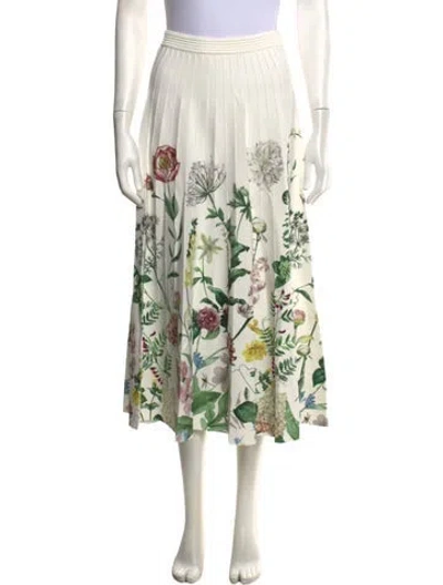 Pre-owned Cara Cara Floral Print Midi Length Skirt In Neutrals