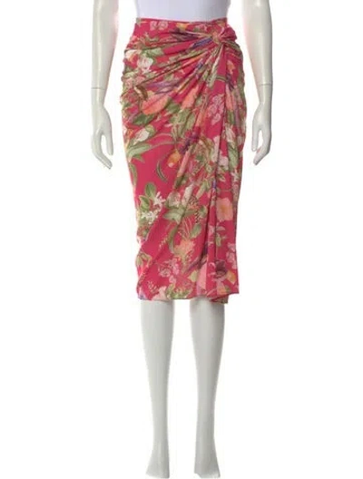 Pre-owned Cara Cara Floral Print Midi Length Skirt In Pink
