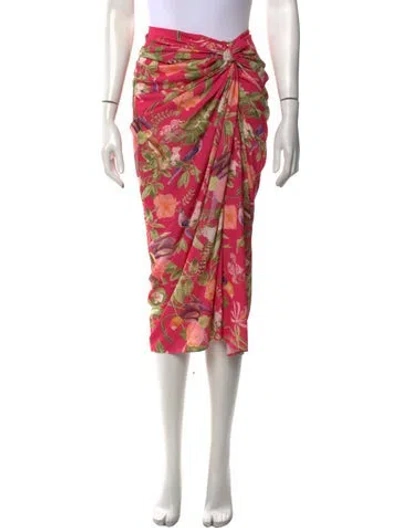 Pre-owned Cara Cara Floral Print Midi Length Skirt In Pink