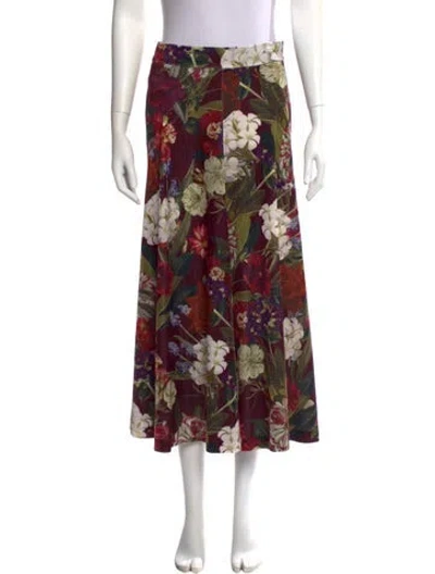 Pre-owned Cara Cara Floral Print Midi Length Skirt W/ Tags