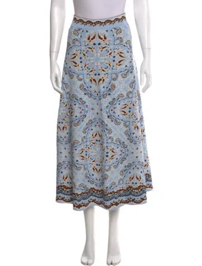 Pre-owned Cara Cara Floral Print Midi Length Skirt W/ Tags In Blue