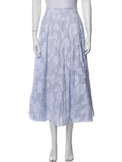 Pre-owned Cara Cara Floral Print Midi Length Skirt W/ Tags In Blue