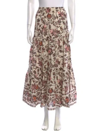 Pre-owned Cara Cara Floral Print Midi Length Skirt W/ Tags In Neutral