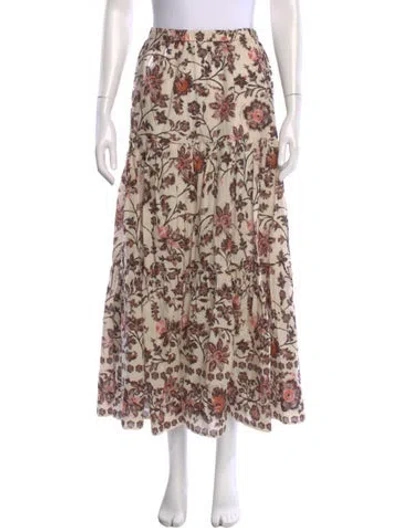 Pre-owned Cara Cara Floral Print Midi Length Skirt W/ Tags In Neutral