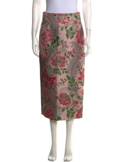 Pre-owned Cara Cara Floral Print Midi Length Skirt W/ Tags In Pink