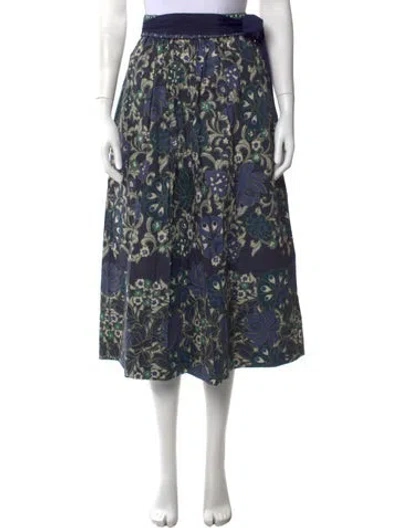 Pre-owned Cara Cara Floral Print Midi Length Skirt W/ Tags In Purple