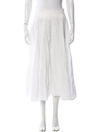 Pre-owned Cara Cara Floral Print Midi Length Skirt In White