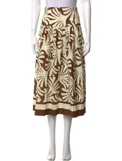 Pre-owned Cara Cara Floral Print Midi Length Skirt In Yellow