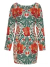 Cara Cara Floral-print Mini Day Dress In Green