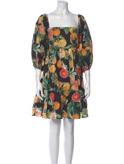 Pre-owned Cara Cara Floral Print Mini Dress In Black