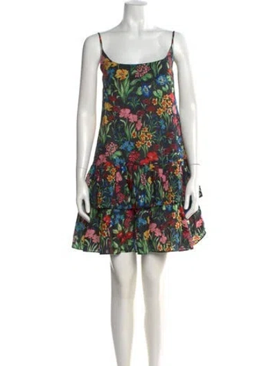 Pre-owned Cara Cara Floral Print Mini Dress In Black