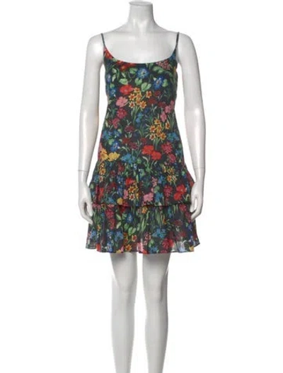 Pre-owned Cara Cara Floral Print Mini Dress In Black