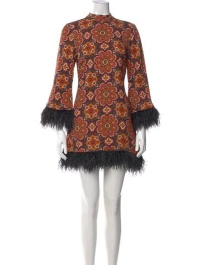 Pre-owned Cara Cara Floral Print Mini Dress In Black