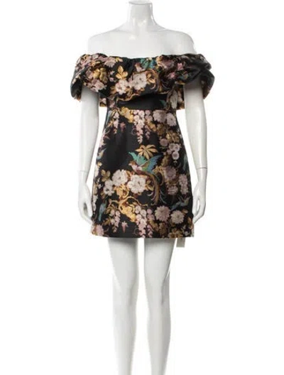 Pre-owned Cara Cara Floral Print Mini Dress In Black