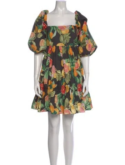 Pre-owned Cara Cara Floral Print Mini Dress In Black