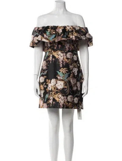 Pre-owned Cara Cara Floral Print Mini Dress In Black