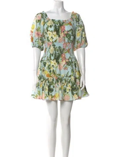 Pre-owned Cara Cara Floral Print Mini Dress In Blue