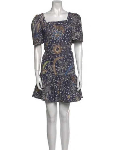 Pre-owned Cara Cara Floral Print Mini Dress In Blue
