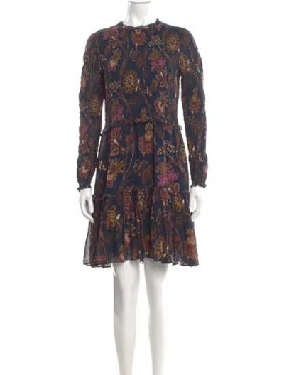 Pre-owned Cara Cara Floral Print Mini Dress In Blue