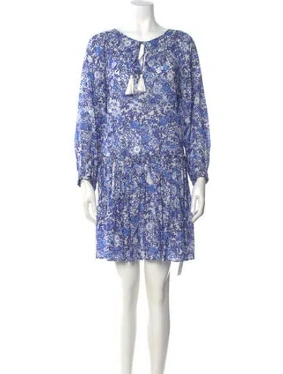 Pre-owned Cara Cara Floral Print Mini Dress In Blue