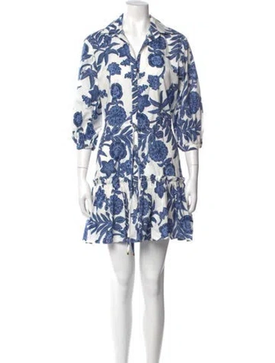 Pre-owned Cara Cara Floral Print Mini Dress In Blue