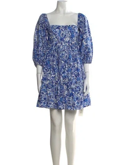 Pre-owned Cara Cara Floral Print Mini Dress In Blue