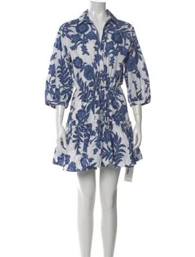 Pre-owned Cara Cara Floral Print Mini Dress In Blue