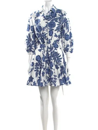 Pre-owned Cara Cara Floral Print Mini Dress In Blue