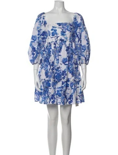 Pre-owned Cara Cara Floral Print Mini Dress In Blue