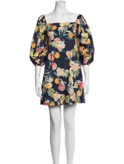 Pre-owned Cara Cara Floral Print Mini Dress In Blue