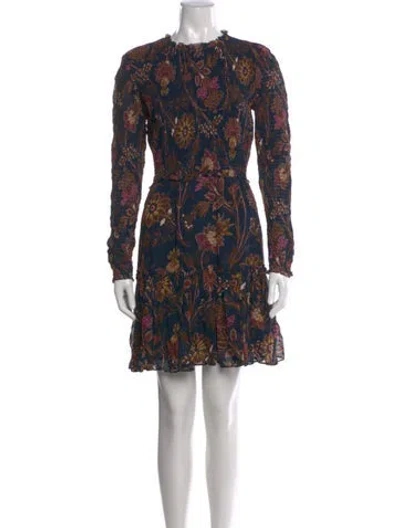 Pre-owned Cara Cara Floral Print Mini Dress In Blue