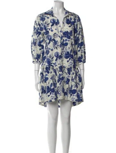 Pre-owned Cara Cara Floral Print Mini Dress In Blue