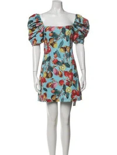 Pre-owned Cara Cara Floral Print Mini Dress In Blue