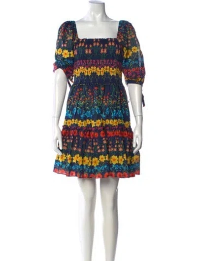 Pre-owned Cara Cara Floral Print Mini Dress In Blue