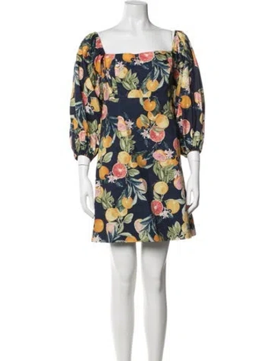 Pre-owned Cara Cara Floral Print Mini Dress In Blue