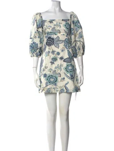 Pre-owned Cara Cara Floral Print Mini Dress In Blue