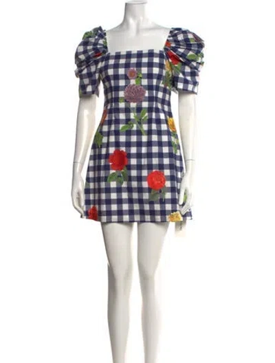 Pre-owned Cara Cara Floral Print Mini Dress In Blue