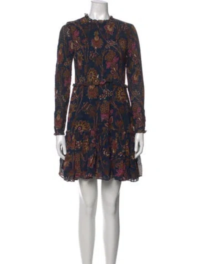 Pre-owned Cara Cara Floral Print Mini Dress In Blue