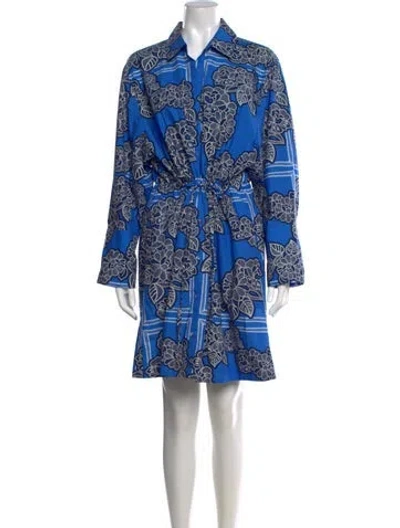 Pre-owned Cara Cara Floral Print Mini Dress In Blue