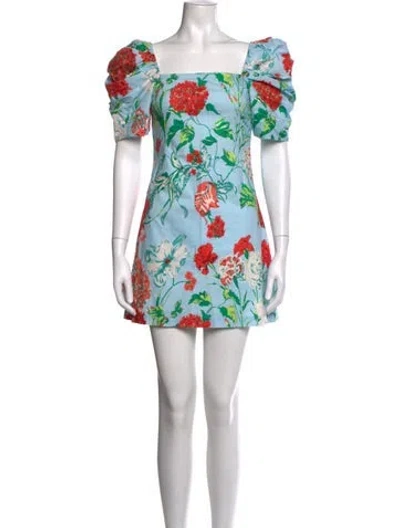 Pre-owned Cara Cara Floral Print Mini Dress In Blue