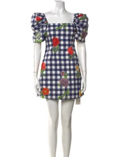 Pre-owned Cara Cara Floral Print Mini Dress In Blue