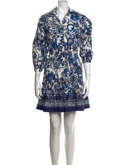 Pre-owned Cara Cara Floral Print Mini Dress In Blue