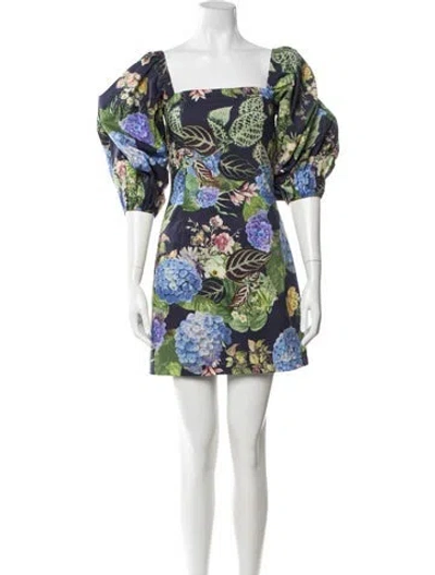 Pre-owned Cara Cara Floral Print Mini Dress In Blue