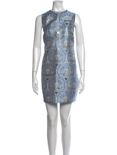 Pre-owned Cara Cara Floral Print Mini Dress In Blue