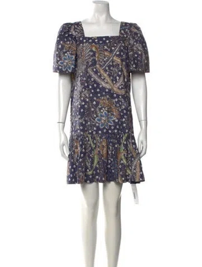Pre-owned Cara Cara Floral Print Mini Dress In Blue