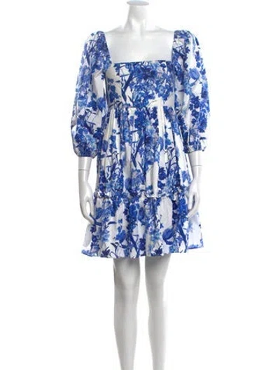 Pre-owned Cara Cara Floral Print Mini Dress In Blue