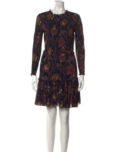 Pre-owned Cara Cara Floral Print Mini Dress In Blue